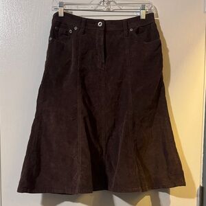 Elegant Brown Ribbed Women's Skirt